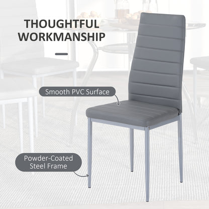 Dinika Metal And Glass Grey 5 Piece Dining Table Set With Padded Chairs