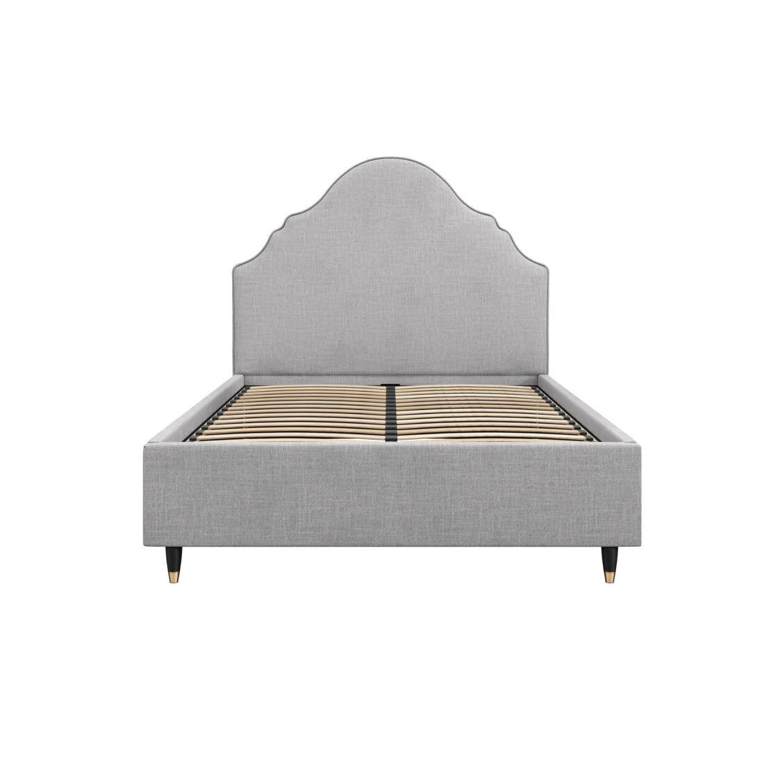 Princeton Light Grey Linen Upholstered 5ft King Size Bed Retro Headboard
