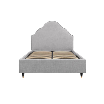 Princeton Light Grey Linen Upholstered 4ft6 Double Bed Retro Headboard