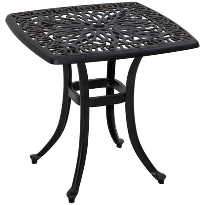 Kesa Cast Aluminium Bronze Square Outdoor Bistro Table With Umbrella Hole