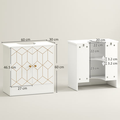 Verado Under Sink Bathroom Storage Cabinet With Adjustable Shelves And Open Compartment White