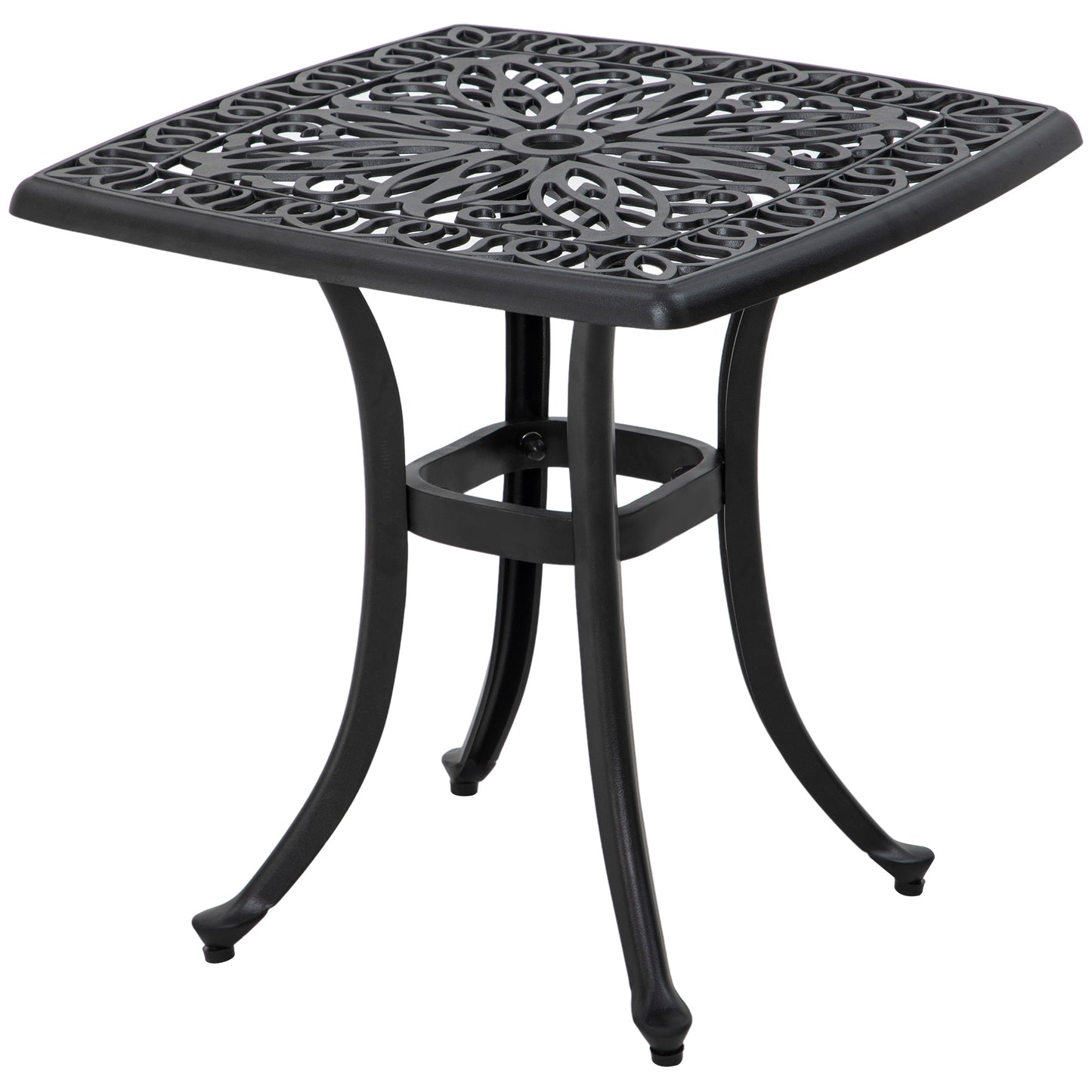 Dodo Cast Aluminium Black Square Outdoor Bistro Table With Umbrella Hole