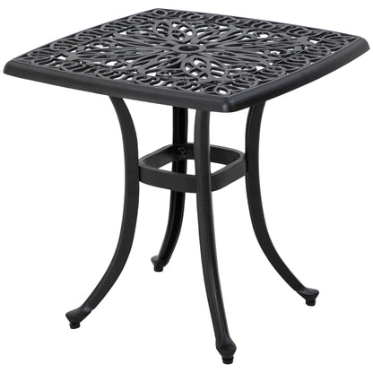 Dodo Cast Aluminium Black Square Outdoor Bistro Table With Umbrella Hole