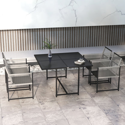 Riha Metal Grey 8 Seater Garden Dining Set Rattan String Design