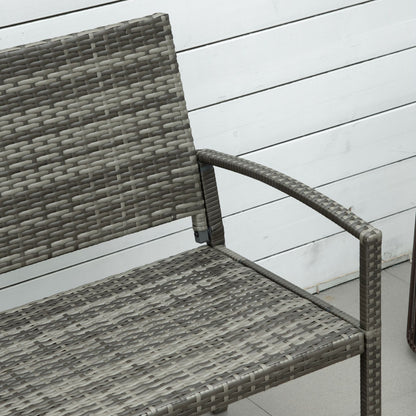 Mata Rattan Grey 2 Seater Garden Bench With Armrests