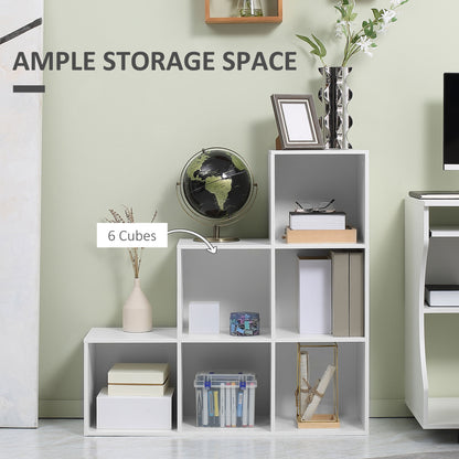 Yora Wood White 3 Tier 6 Cube Storage Bookcase