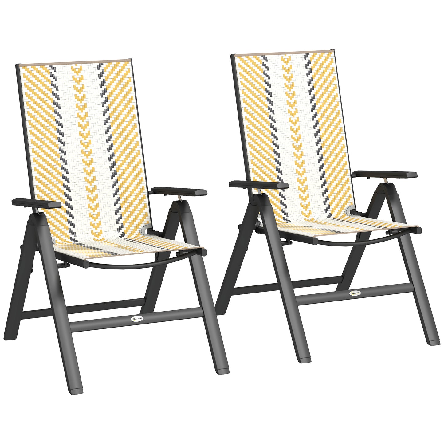 Dizisa Rattan Multicolour Reclining Garden Chairs Set Of 2 With Adjustable Comfort Design