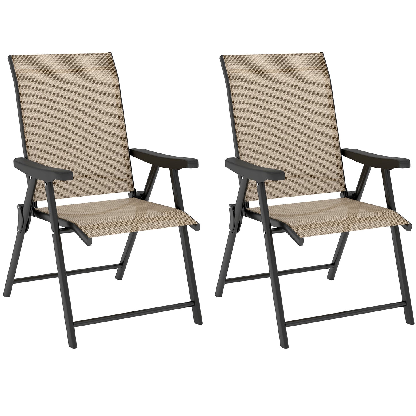 Tosu Set of 2 Metal Brown And Black Folding Outdoor Chairs