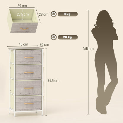 Kosatti Fabric And Metal Natural Wood Finish 4 Drawer Storage Chest