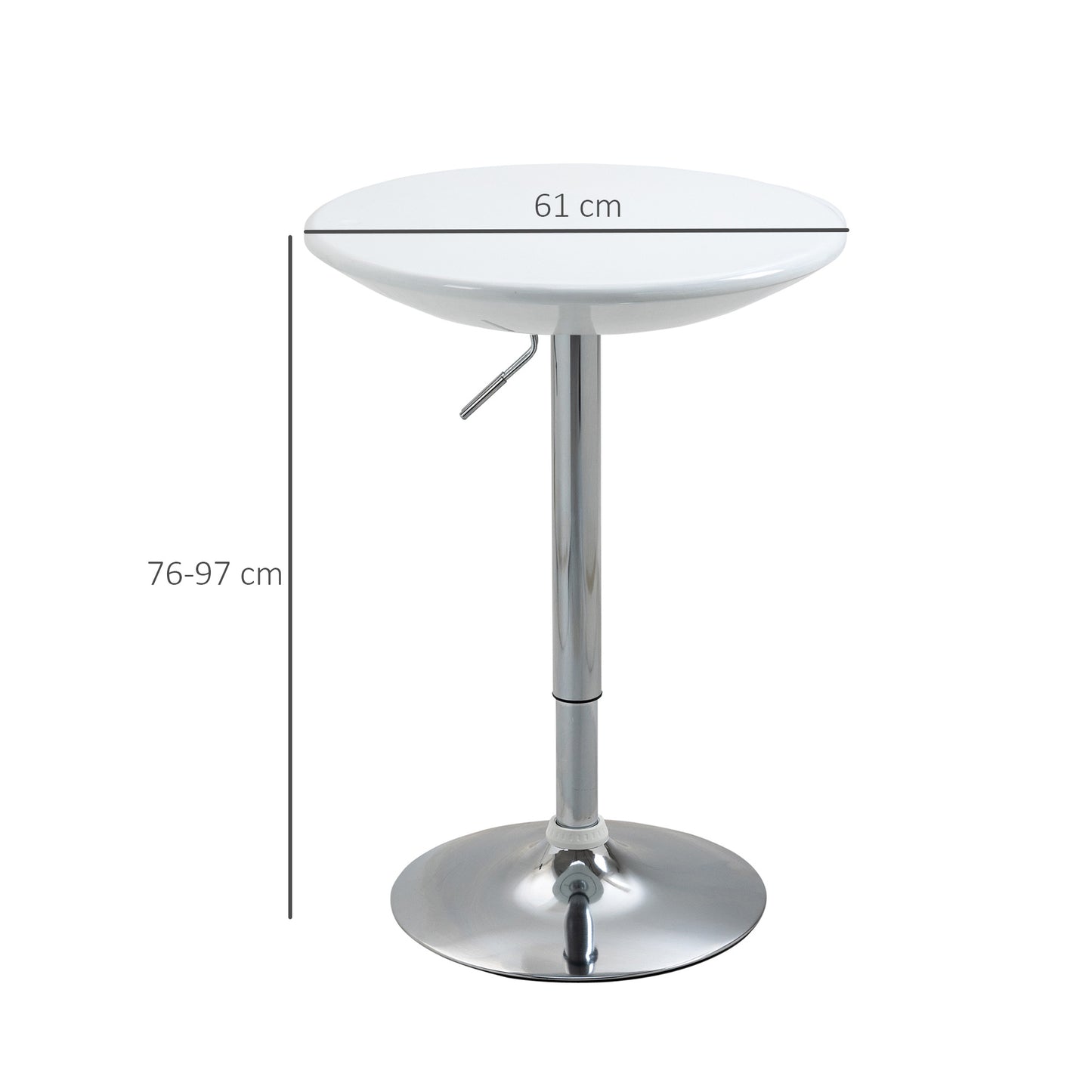 Nisapa Metal White Adjustable Round Bar Table With Swivel Top And Steel Base