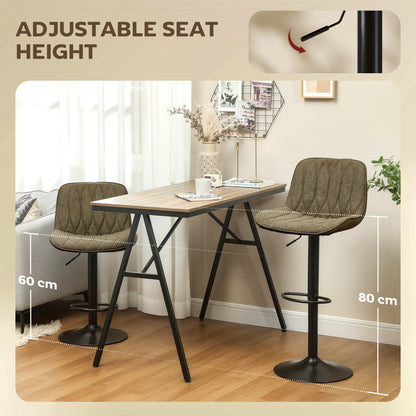 Sehake Fabric Brown Linen Look Bar Stools Set Of 2
