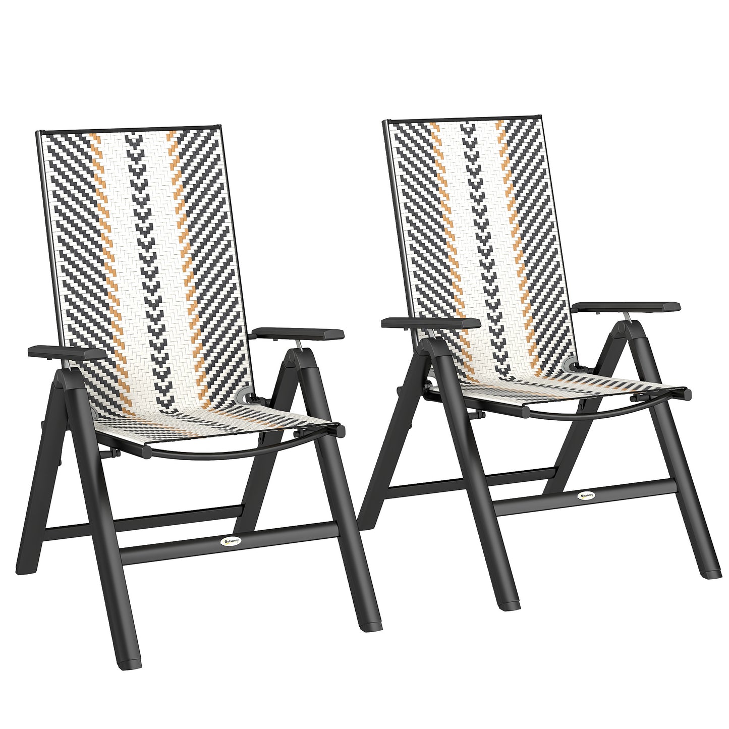 Satzi Rattan Multicolour Reclining Garden Chairs Set Of 2 With Adjustable Comfort Design