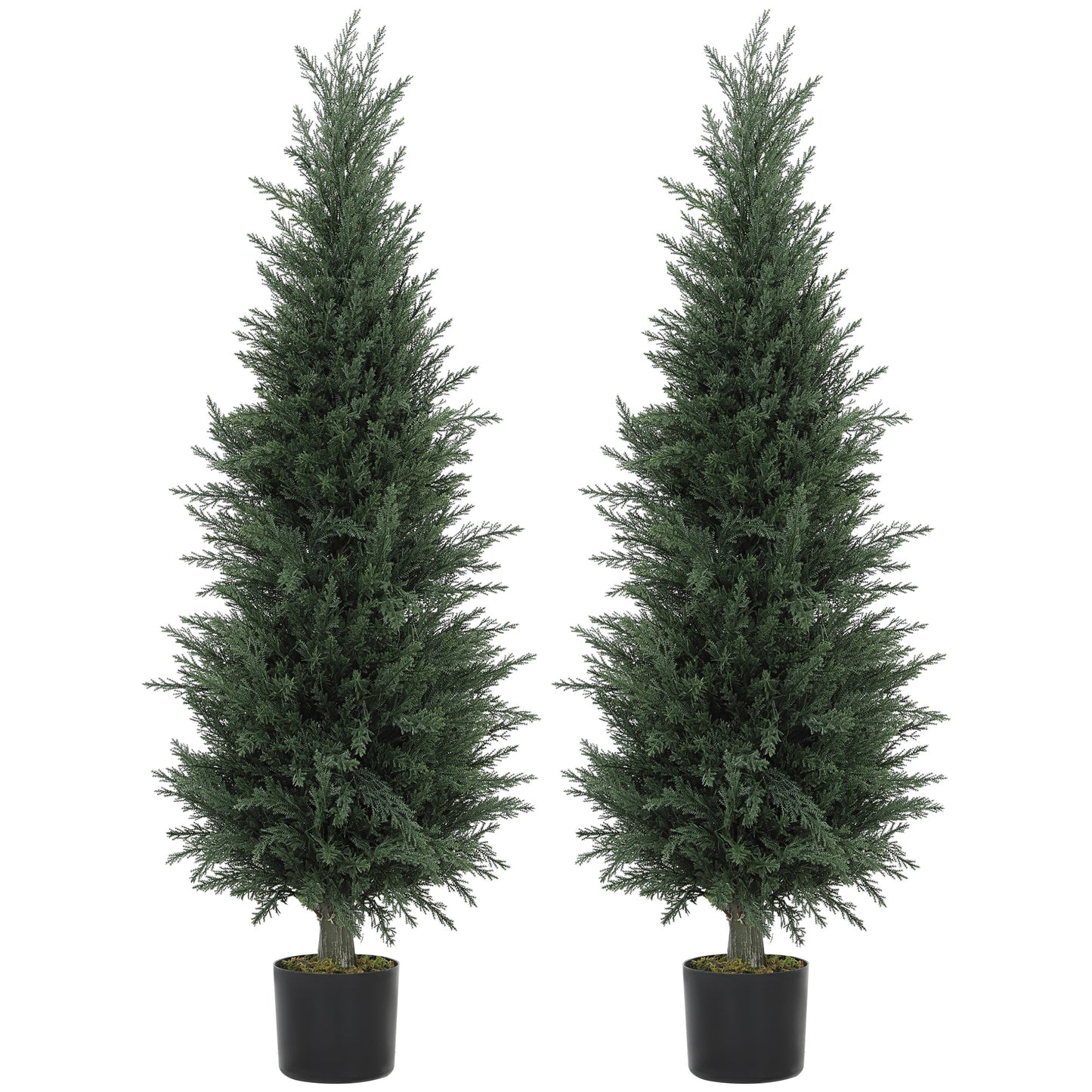 Fiba Set Of 2 Artificial Cypress Style Trees In Green For Decorative Placement