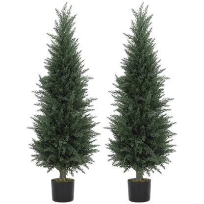 Fiba Set Of 2 Artificial Cypress Style Trees In Green For Decorative Placement