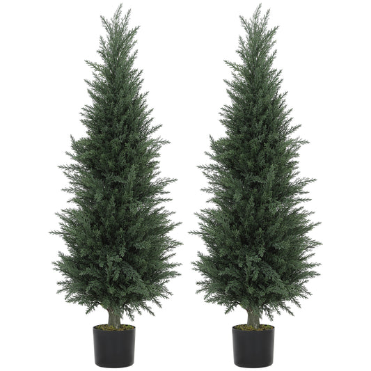 Fiba Set Of 2 Artificial Cypress Style Trees In Green For Decorative Placement