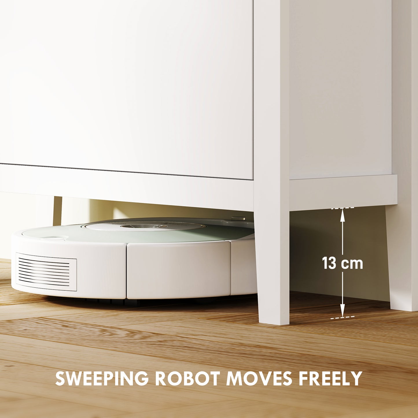 Rimi Wooden White and Natural 2 Drawer Shoe Cabinet Faux Leather Handles