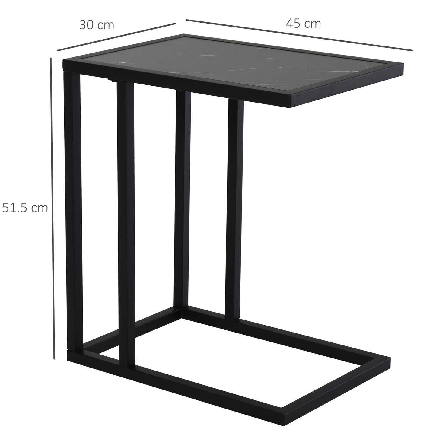 Rase Metal Black Sofa Table With Marble Effect Top