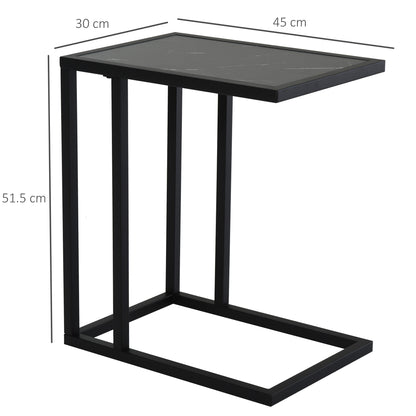 Rase Metal Black Sofa Table With Marble Effect Top