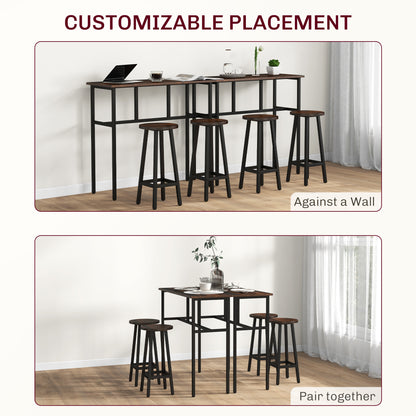Halulo Wooden Rustic Brown 6 Piece Counter Bar Dining Set With Multiple Layout Options