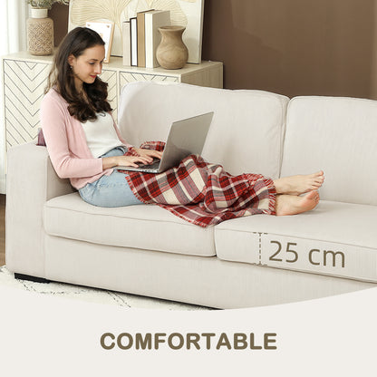 Tocomo Corduroy Cream Upholstered 3 Seater Sofa