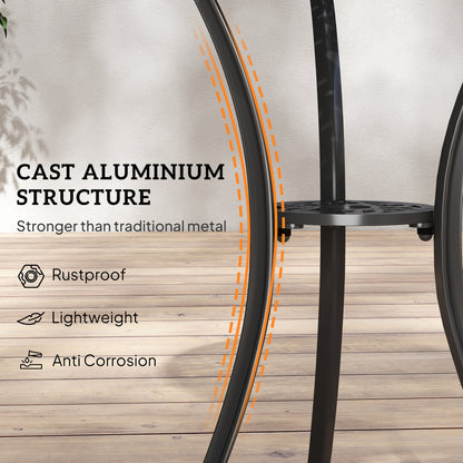 Sazzotti Brown Cast Aluminium Garden Bistro Set With 2 Armchairs And Round Table