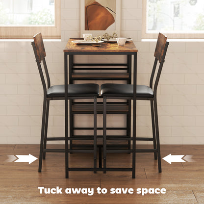 Vita Wooden Brown And Black 3 Piece Compact Bar Table Set
