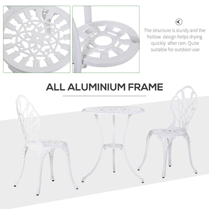 Vitano 3 Piece Aluminium Bistro Set With Balcony Table And Chairs In White