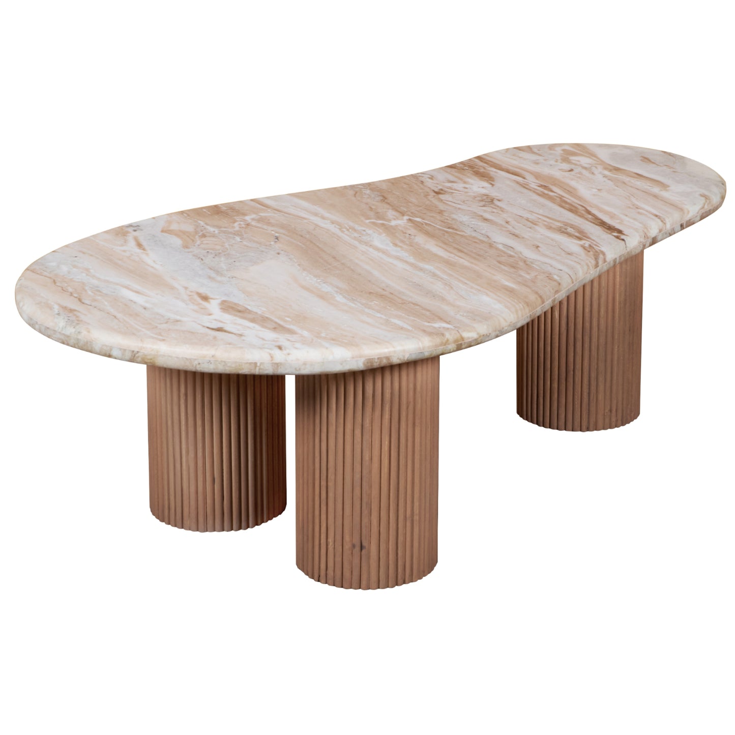 Boston Natural Oak and Brown Marble Pedestal Coffee Table