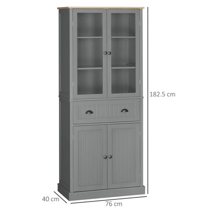 Todi Hael Wooden Grey 180 cm Tall Kitchen Pantry Cabinet Adjustable Shelves And Drawer Storage