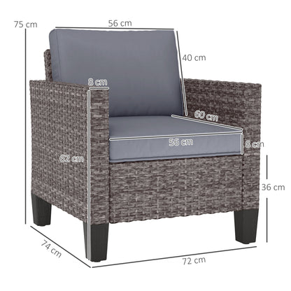 Maba Rattan Grey Single Outdoor Garden Armchair With Cushions