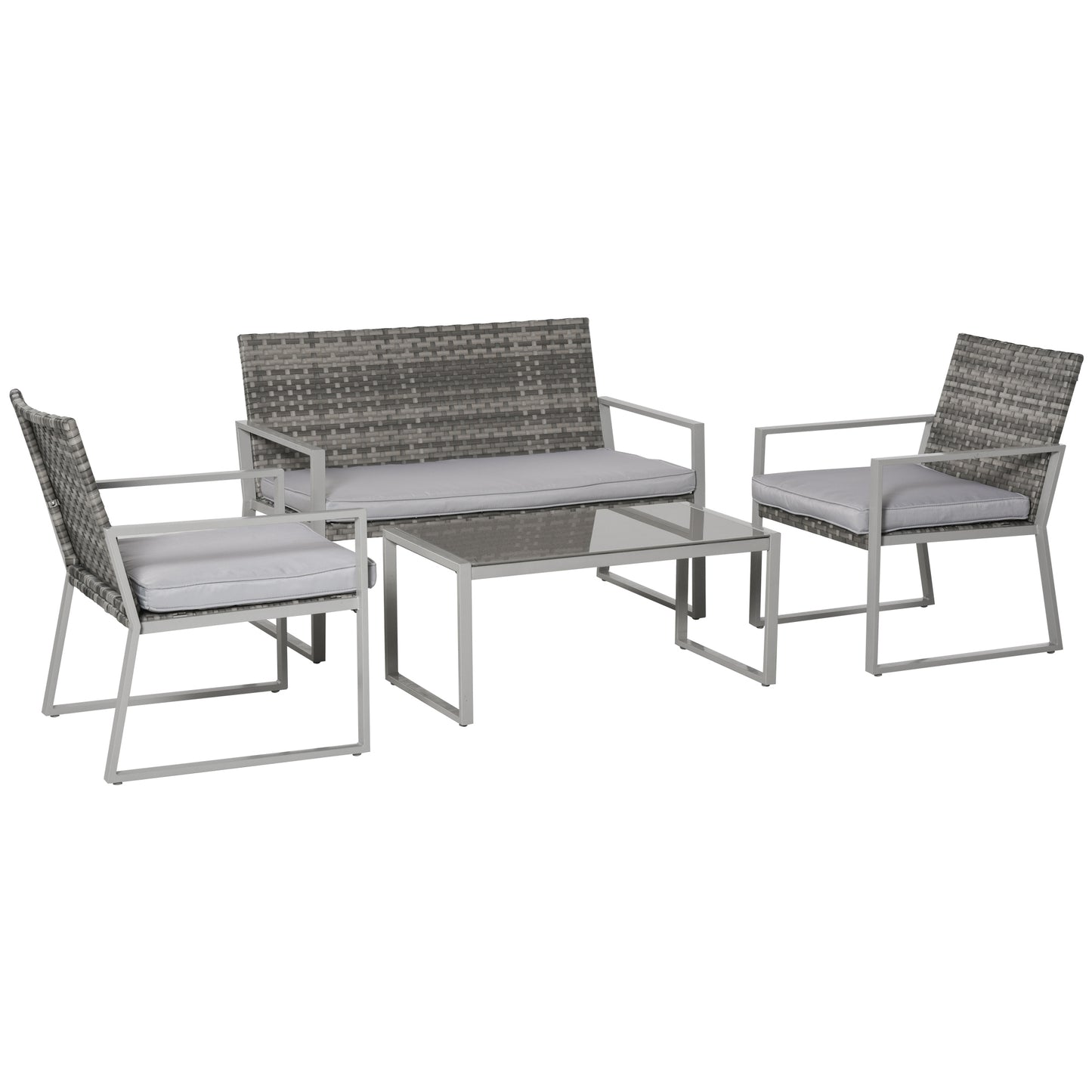 Kelusu Rattan 5 Seater Garden Furniture Sofa Set with 2 Armchairs and Coffee Table