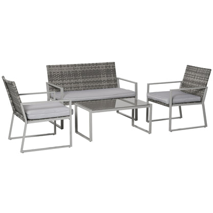Kelusu Rattan 5 Seater Garden Furniture Sofa Set with 2 Armchairs and Coffee Table