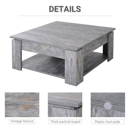 Rebane Wood Effect Grey 2 Tier Coffee Table With Lower Storage Shelf