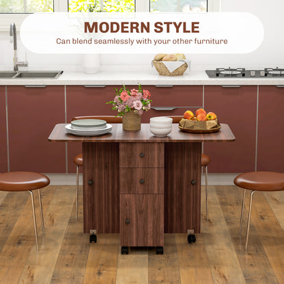 Difive Wooden Distressed Brown Drop Leaf Dining Table With Storage Seating 6
