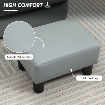 Relata Faux Leather Grey Cube Footstool With Black Legs