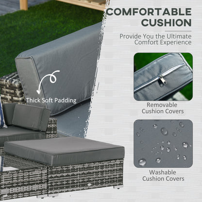 Nona Rattan Grey 8 Seater Outdoor Sofa Coffee Table Set With Cushions