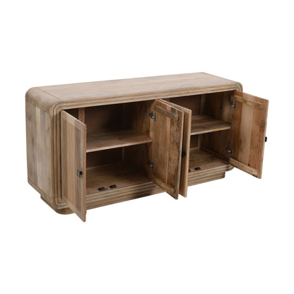 Arizona Carved Natural Mango Wood 4 Door Sideboard
