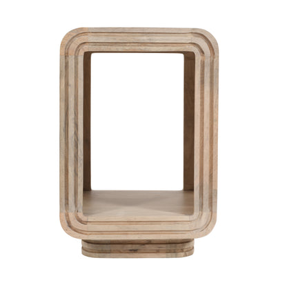 Arizona Carved Natural Mango Wood Open Bedside Table