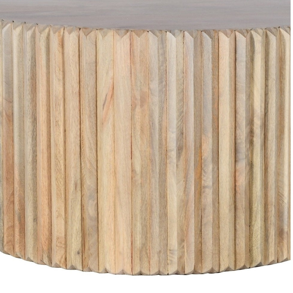 Arizona Carved Natural Mango Wood Round Coffee Table