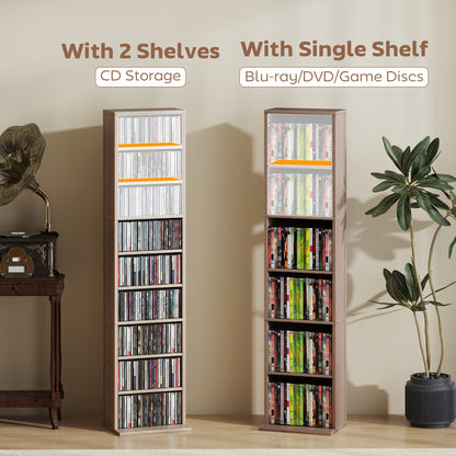 Lere Tavi Wooden Natural Finish Narrow CD Storage Unit With 260 Disc Capacity