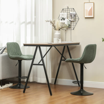 Kali Fabric Green Adjustable Linen Look Bar Stools Set Of 2