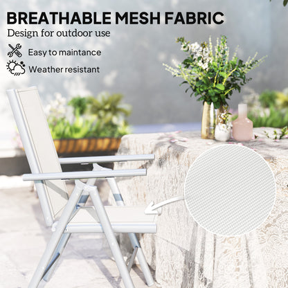 Mina Set of 2 Aluminium Light Grey Folding Outdoor Dining Chairs with Breathable Mesh