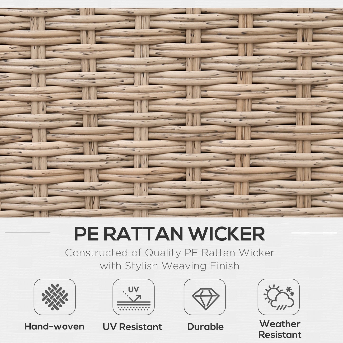 Repa Natural Rattan and Beige 5 Seater Garden Corner Sofa Set With Side Tables and Coffee Table