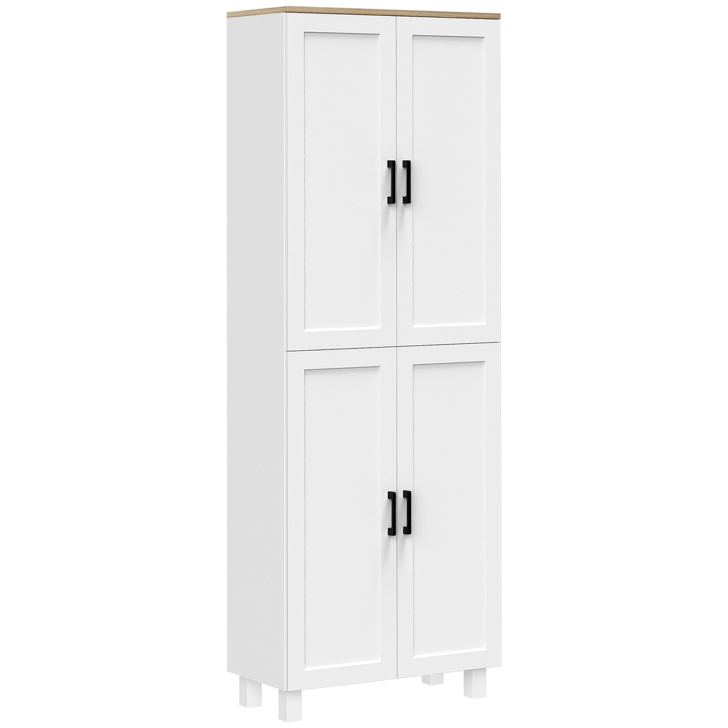 Ludo 171cm Wooden White 4 Door Freestanding Kitchen Pantry Cabinet