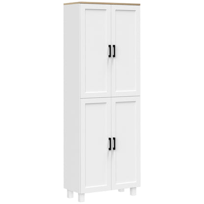 Ludo 171cm Wooden White 4 Door Freestanding Kitchen Pantry Cabinet