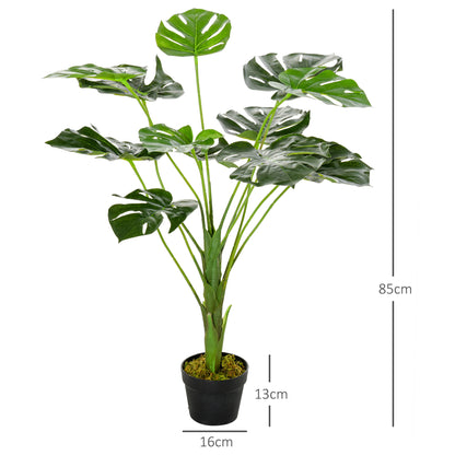 Roelpa Hata Pair Of Artificial Monstera Leaf Style Plants In Pots H8 85cm Green