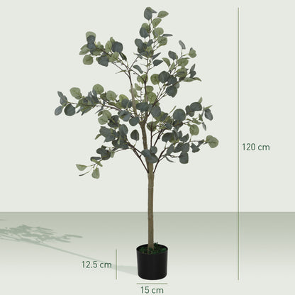 Sulu Set Of 2 Artificial Eucalyptus Style Trees With Silver Dollar Leaf Detail In Pots