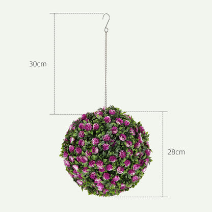 Liso Set Of 2 Artificial UV Resistant Rose Style Topiary Balls H8 28cm