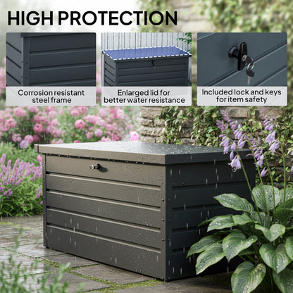 Ronamo Dark Grey Galvanised Steel Garden Storage Box 311 Litre