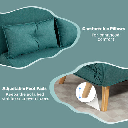 Baroma Tadi Linen Look Green 2 Seater Sofa Bed